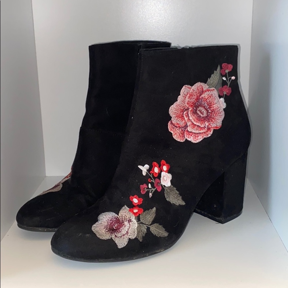 Black Floral Booties
